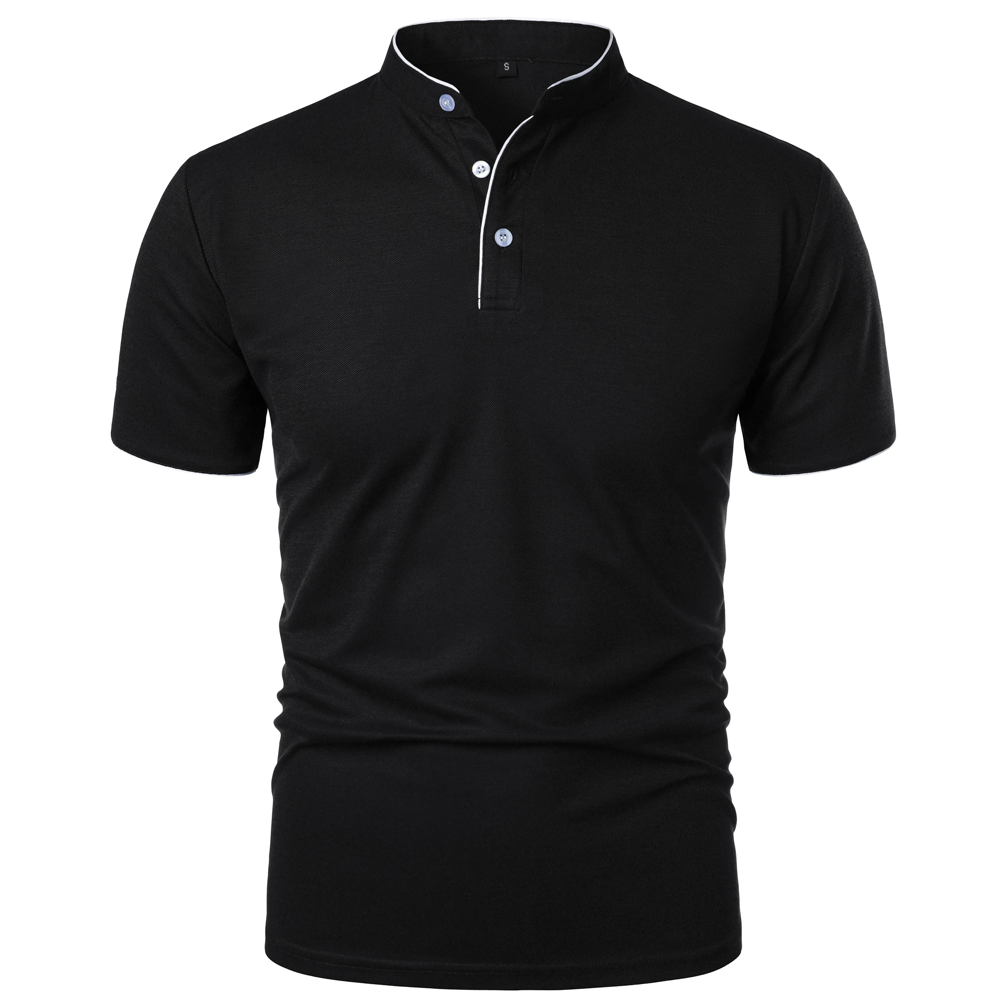 Men's short-sleeved stand-up collar top casual fashion daily solid color short-sleeved stand-up collar T-shirt casual top