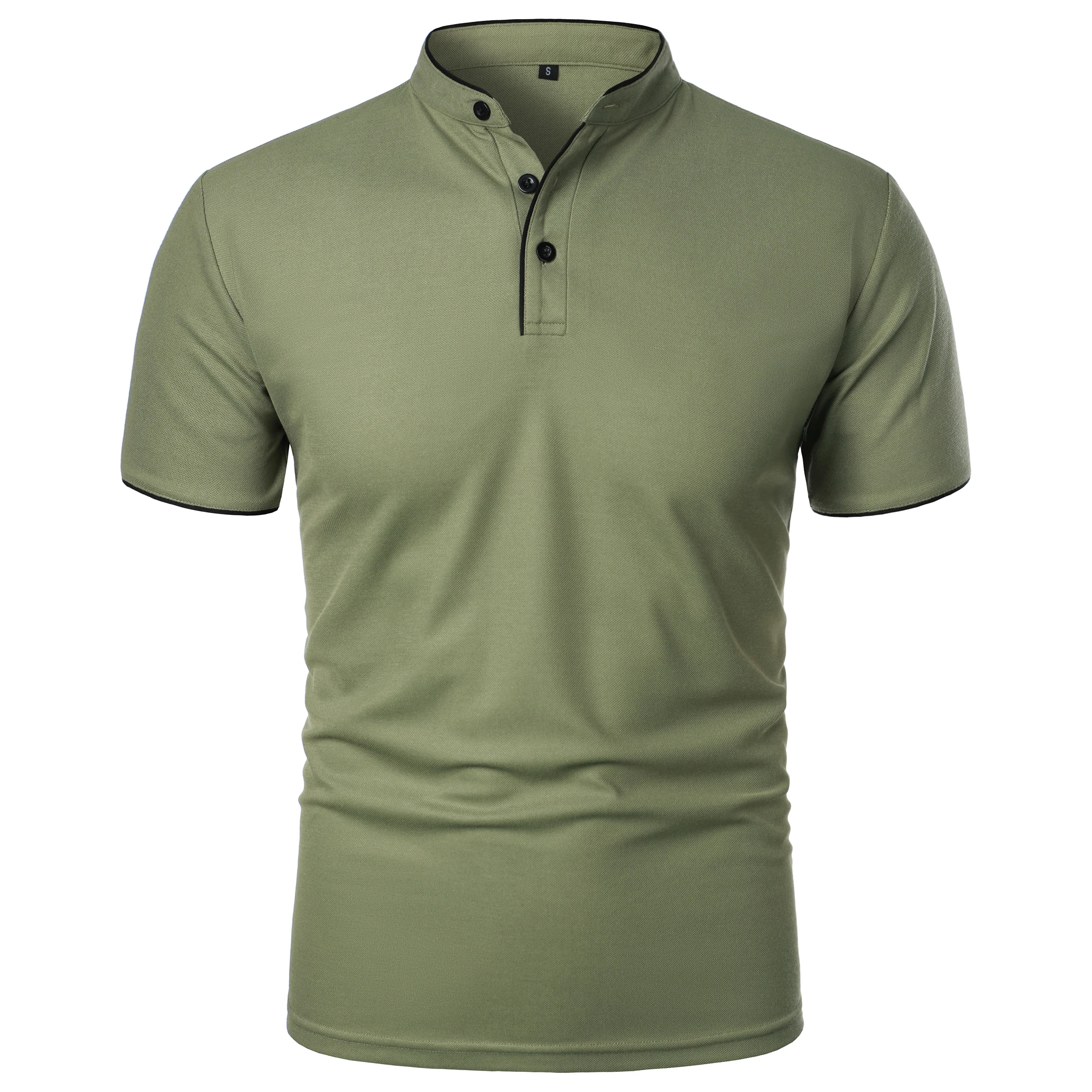 Men's short-sleeved stand-up collar top casual fashion daily solid color short-sleeved stand-up collar T-shirt casual top