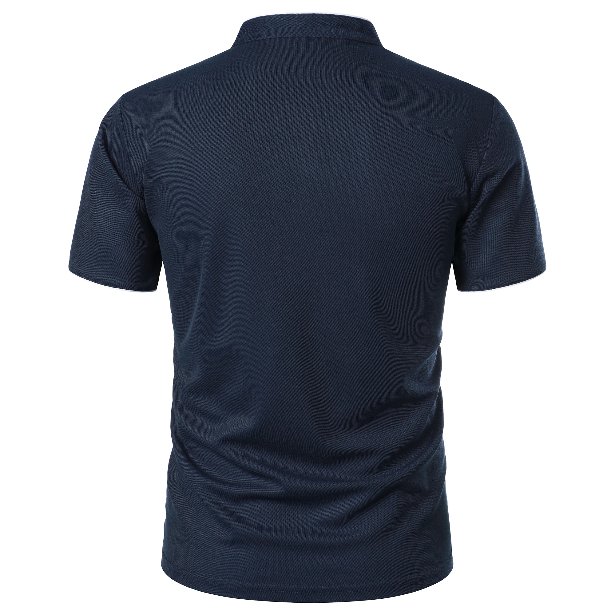 Men's short-sleeved stand-up collar top casual fashion daily solid color short-sleeved stand-up collar T-shirt casual top