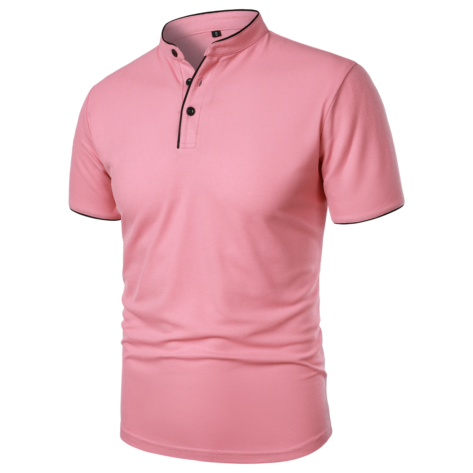 Men's short-sleeved stand-up collar top casual fashion daily solid color short-sleeved stand-up collar T-shirt casual top