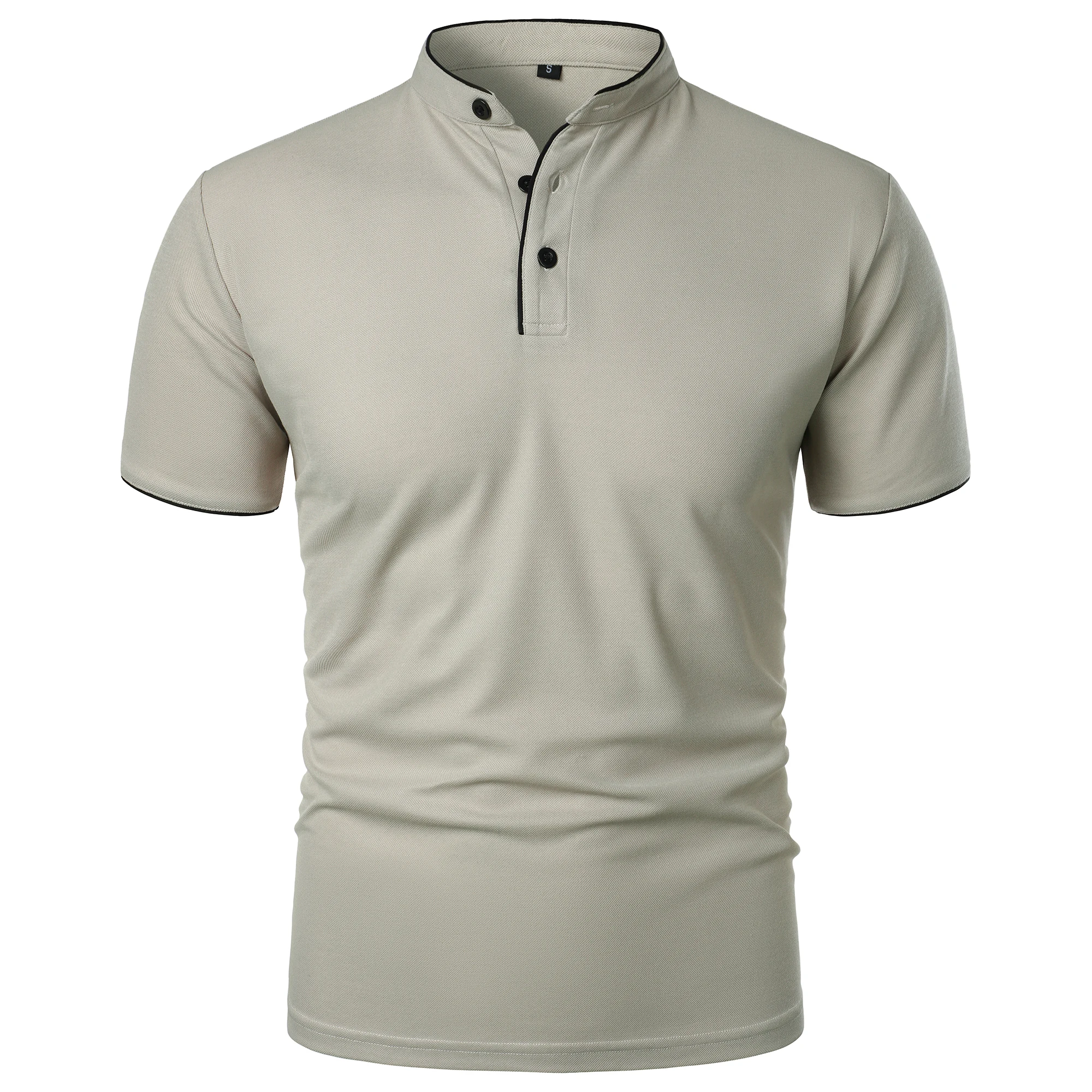 Men's short-sleeved stand-up collar top casual fashion daily solid color short-sleeved stand-up collar T-shirt casual top