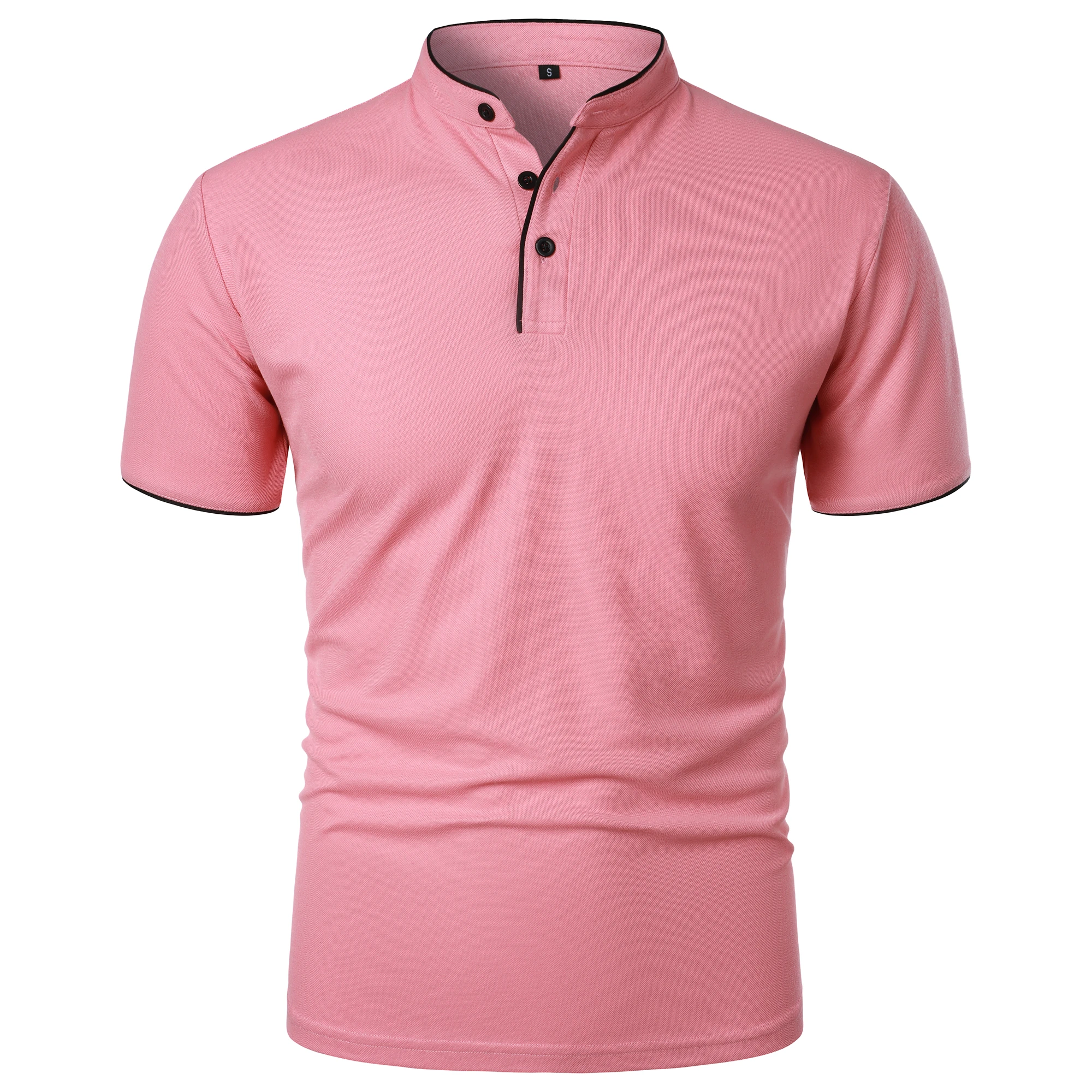 Men's short-sleeved stand-up collar top casual fashion daily solid color short-sleeved stand-up collar T-shirt casual top