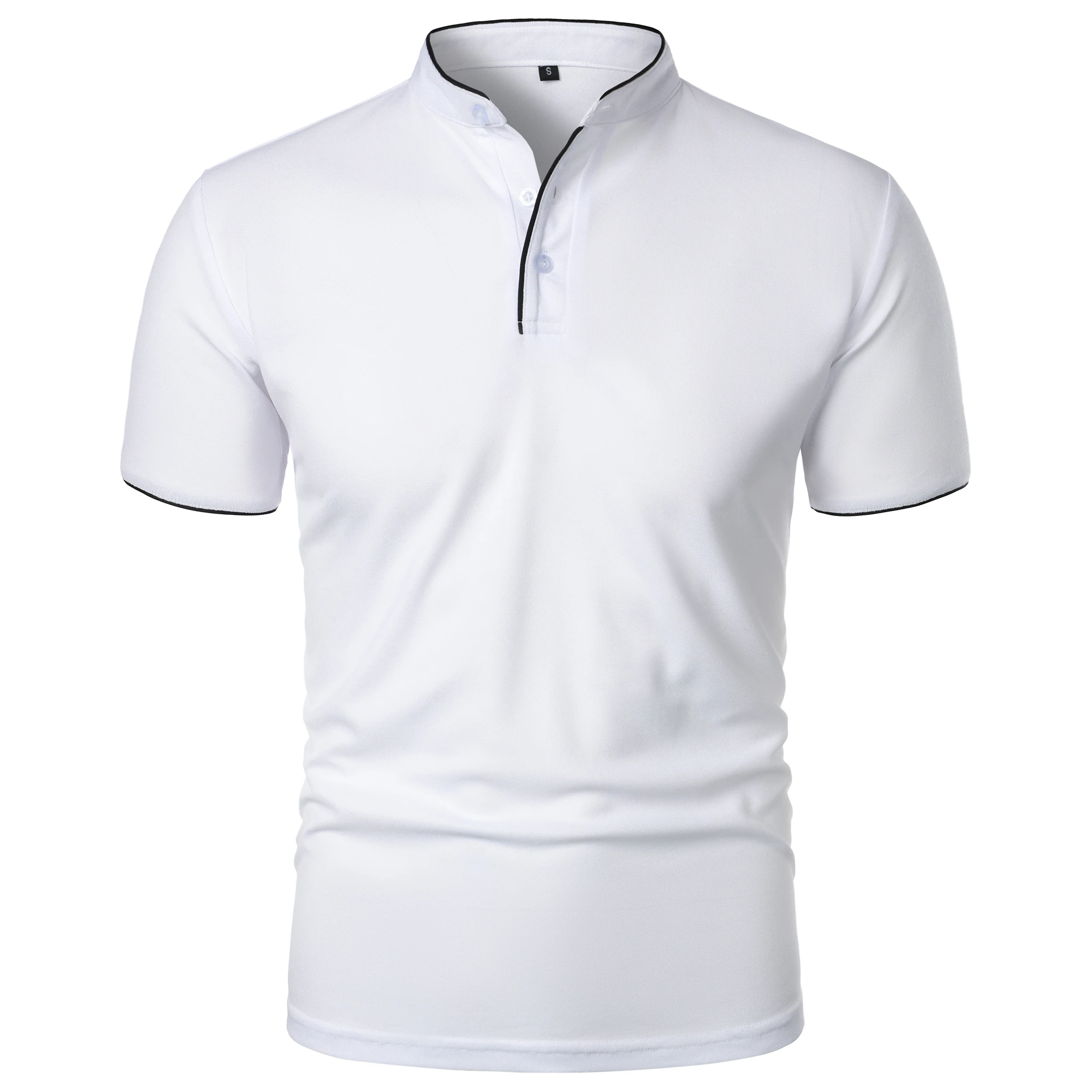Men's short-sleeved stand-up collar top casual fashion daily solid color short-sleeved stand-up collar T-shirt casual top
