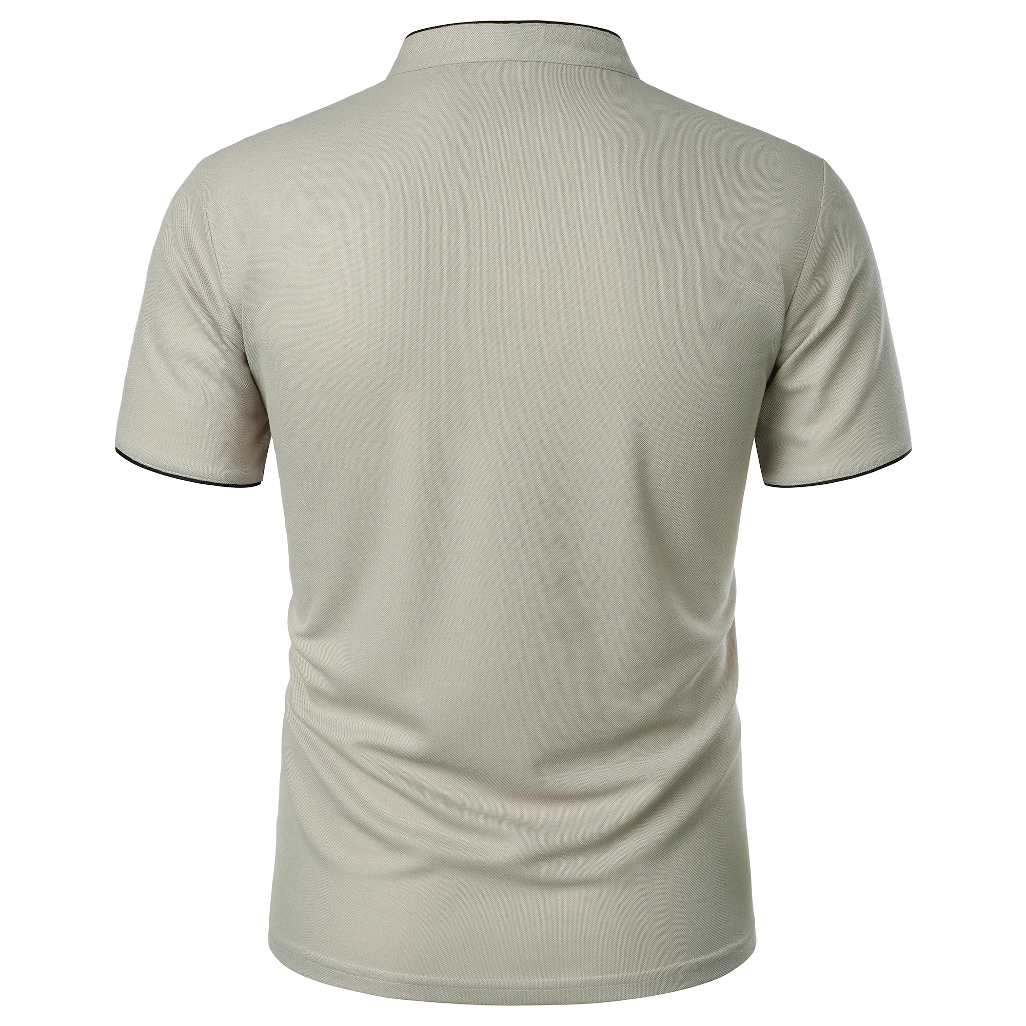Men's short-sleeved stand-up collar top casual fashion daily solid color short-sleeved stand-up collar T-shirt casual top