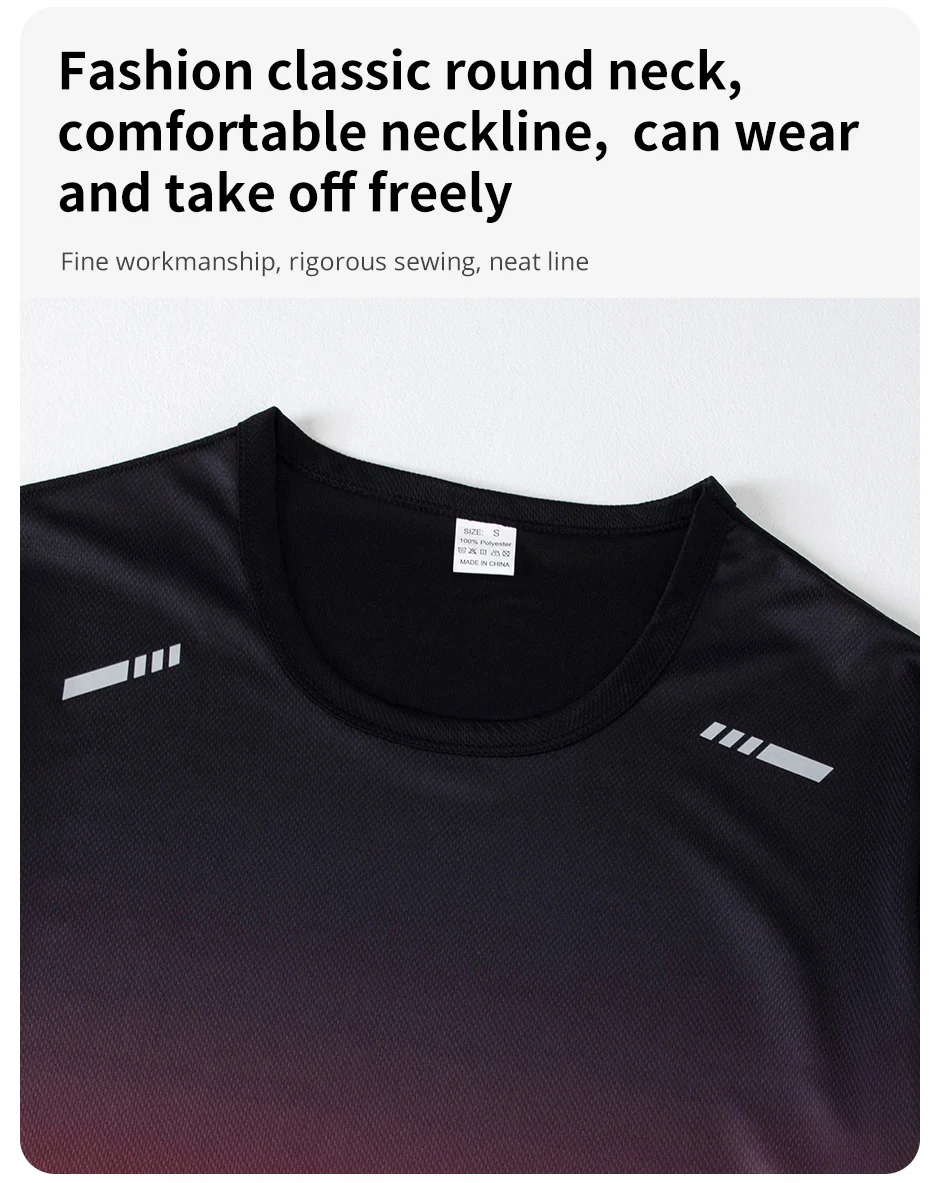 1/2/4/6-piece Men's Seasonal Sports Style Gradient Quick Drying Multi-color Short Sleeved Top Casual Running Black Shorts Set