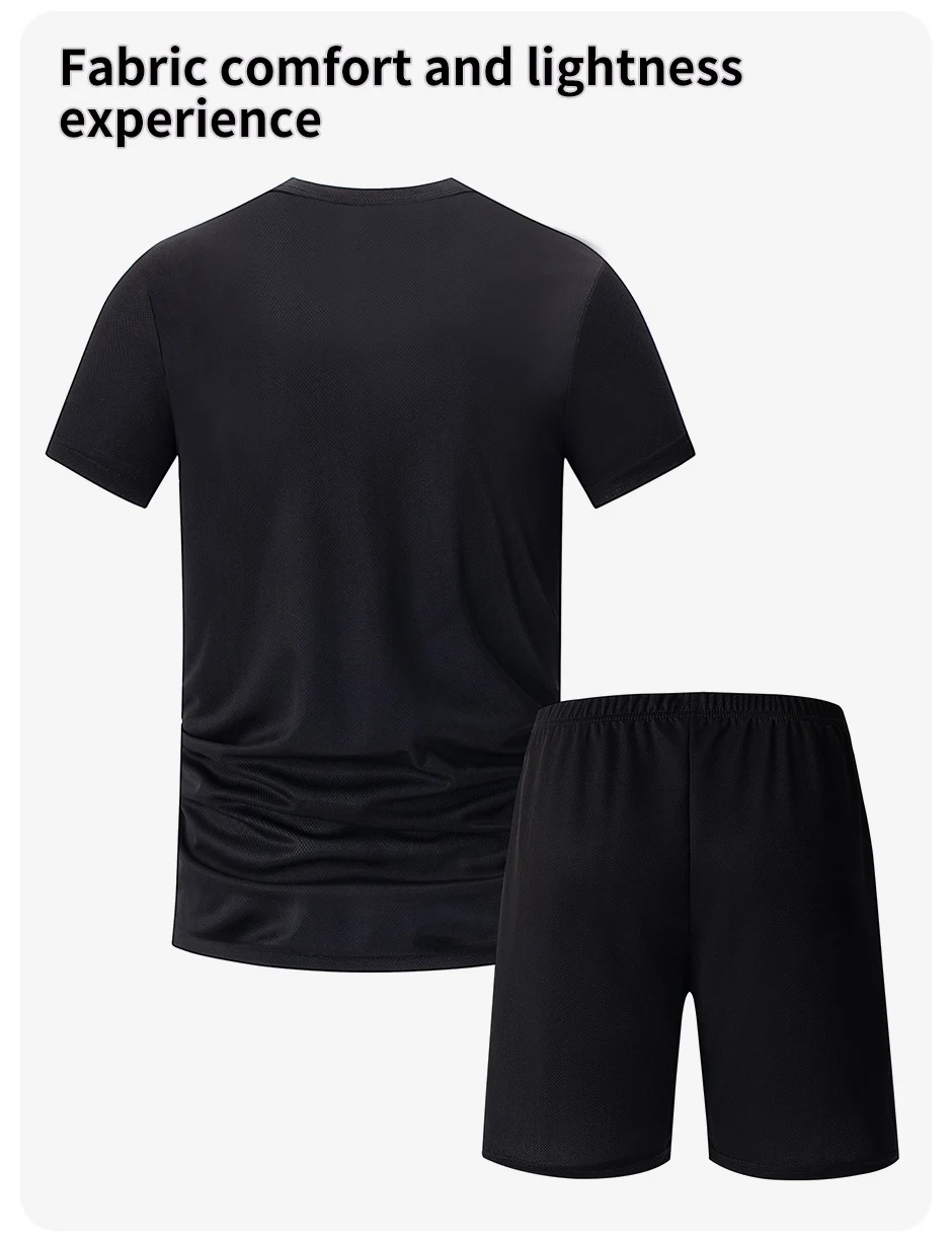 1/2/4/6-piece Men's Seasonal Sports Style Gradient Quick Drying Multi-color Short Sleeved Top Casual Running Black Shorts Set