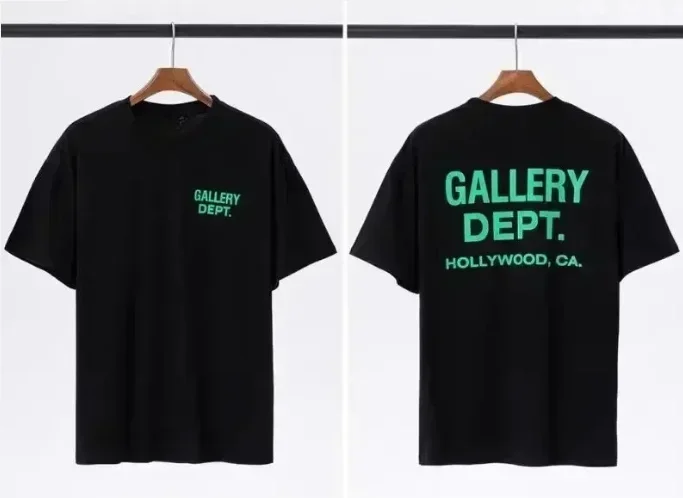 Men's GALLERY DEPT T-shirt with black and yellow print, California Hollywood streetwear T-shirt summer casual short sleeved top