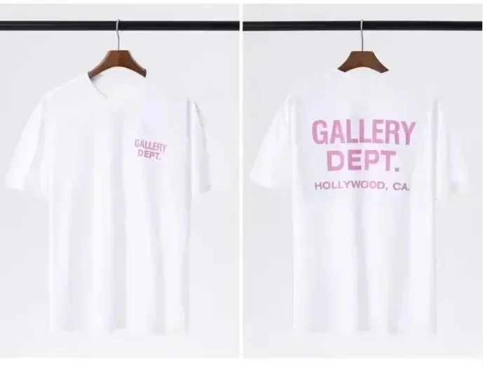 Men's GALLERY DEPT T-shirt with black and yellow print, California Hollywood streetwear T-shirt summer casual short sleeved top