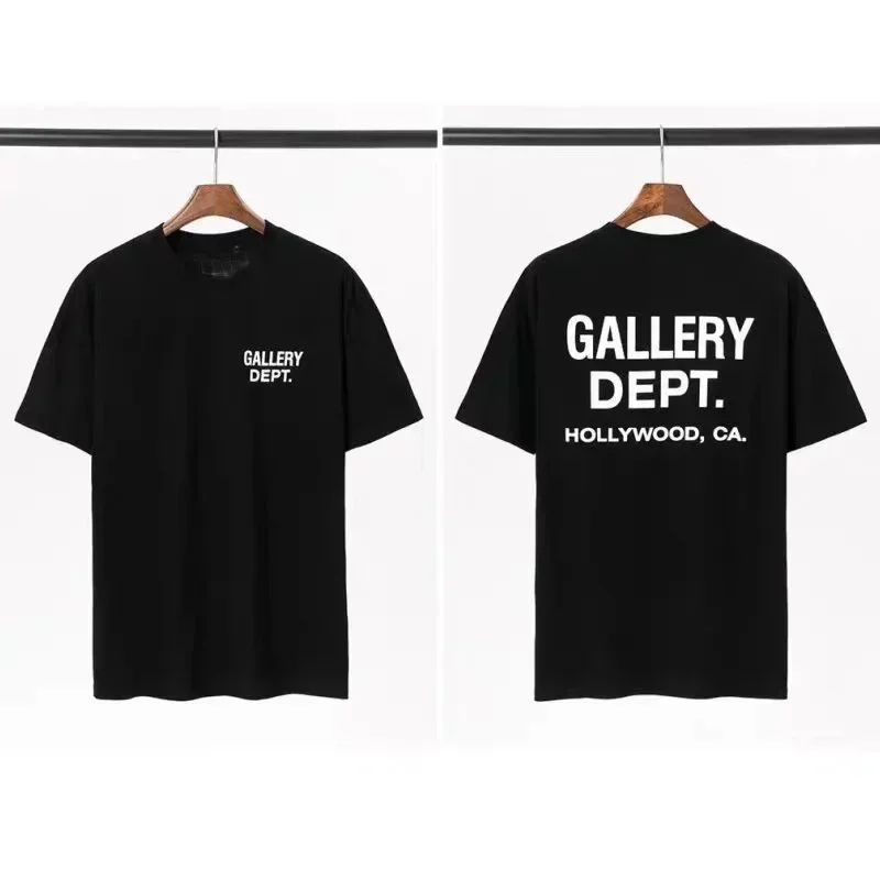 Men's GALLERY DEPT T-shirt with black and yellow print, California Hollywood streetwear T-shirt summer casual short sleeved top