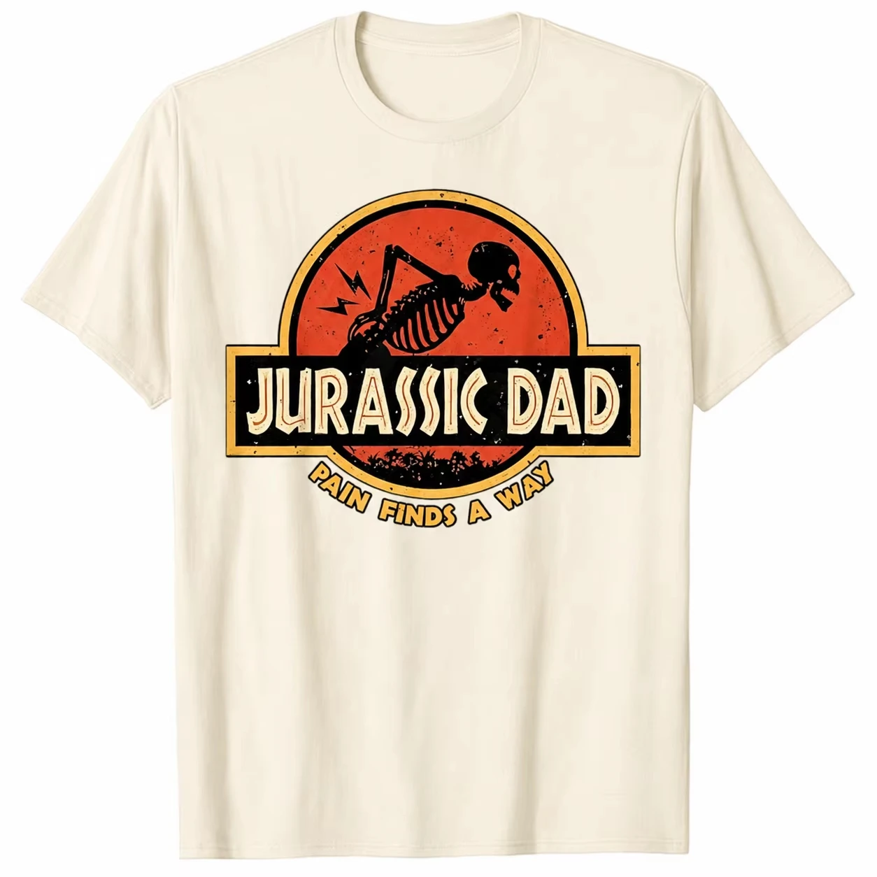 Jurassic Dad Pain Finds A Way Funny Sarcastic Skeleton T-Shirt Prehistoric Dad Joke T-shirt Men's Clothing Summer T Shirt Y2k