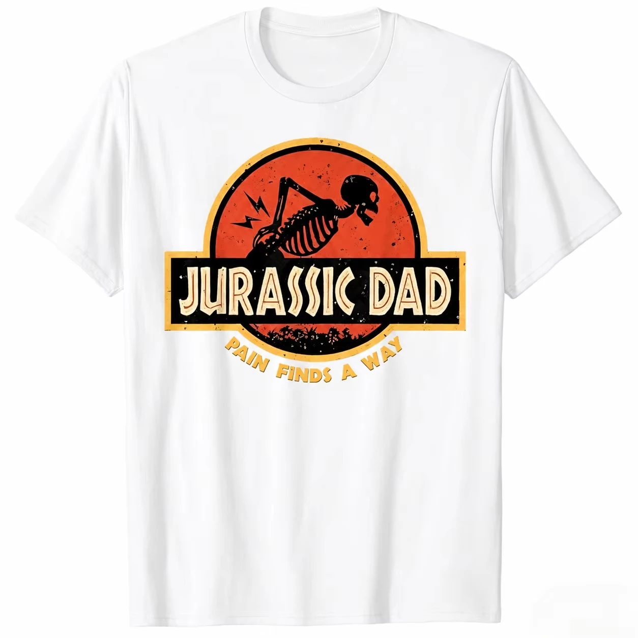 Jurassic Dad Pain Finds A Way Funny Sarcastic Skeleton T-Shirt Prehistoric Dad Joke T-shirt Men's Clothing Summer T Shirt Y2k