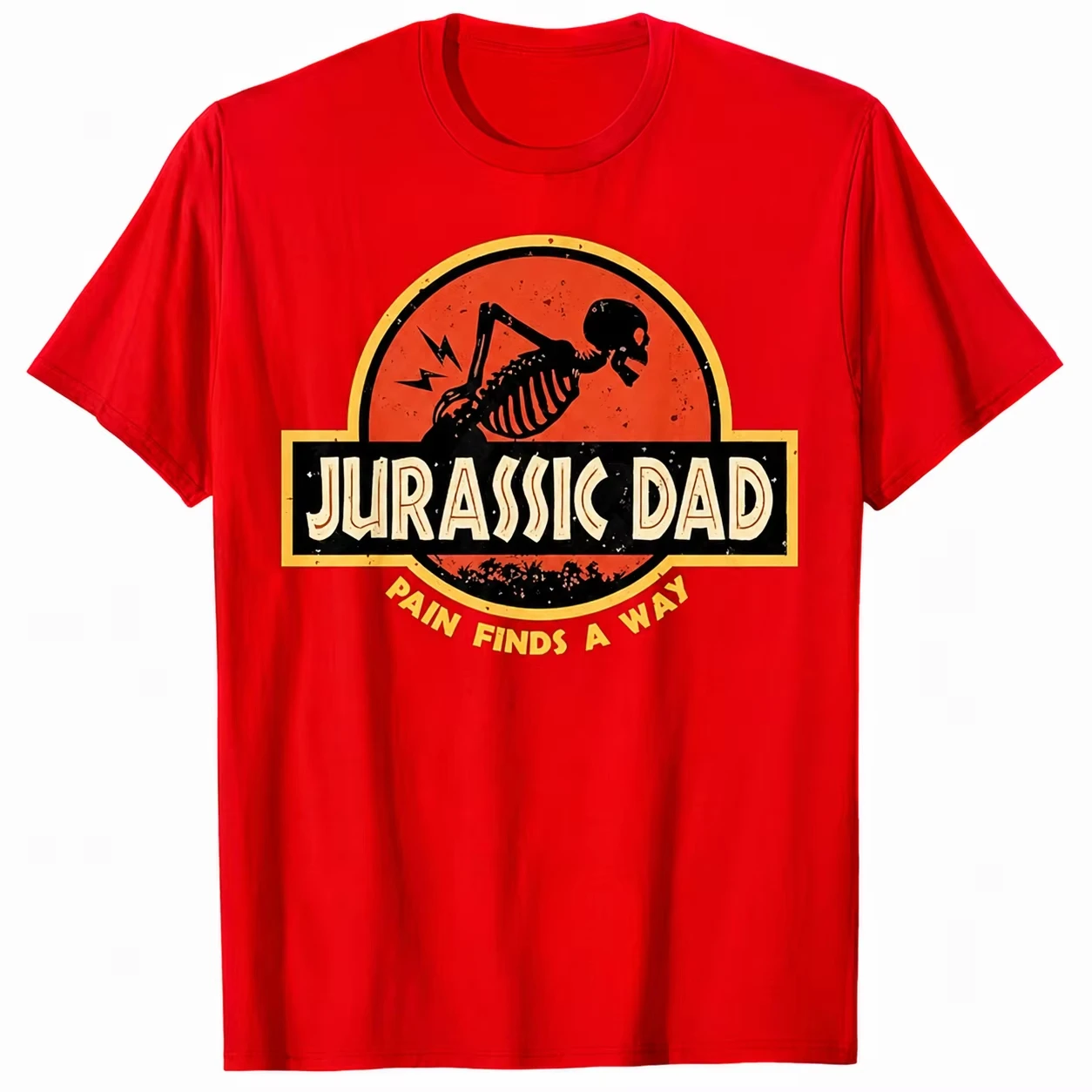 Jurassic Dad Pain Finds A Way Funny Sarcastic Skeleton T-Shirt Prehistoric Dad Joke T-shirt Men's Clothing Summer T Shirt Y2k