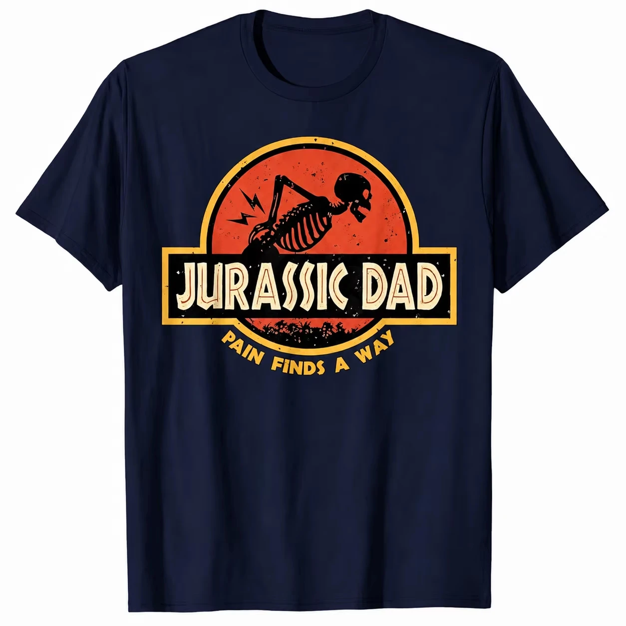 Jurassic Dad Pain Finds A Way Funny Sarcastic Skeleton T-Shirt Prehistoric Dad Joke T-shirt Men's Clothing Summer T Shirt Y2k