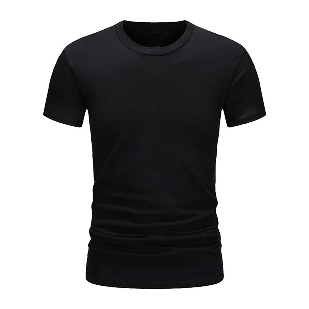 2026 Summer Men's T-shirt Fashion Slim Black Short Sleeved Comfortable Casual Round Neck T-shirts Top Men's Clothing