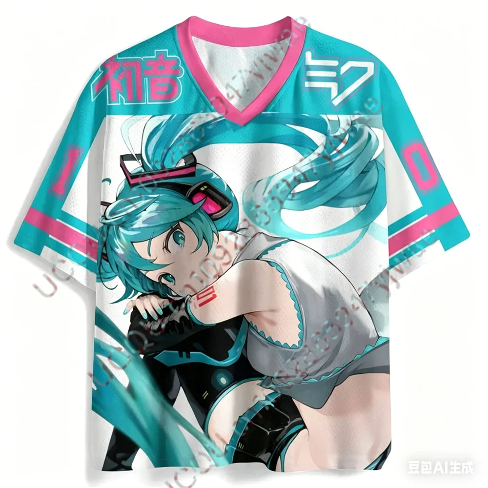 2026 Hatsune Miku Cartoon Girl Graphic Jersey Short Sleeved Fan Gift Tee Cosplay Clothing Summer Men'S And Women'S T-Shirt
