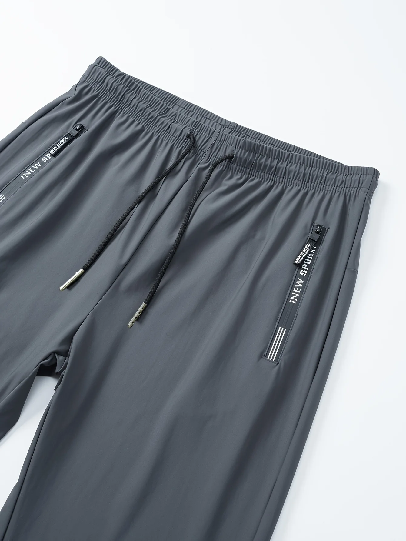 Pants Thin Quick-Dry Flat Men's Summer Nylon Ice Silk Long Feet Stretch Breathable Large Size Casual Baggy Clothes Large Size
