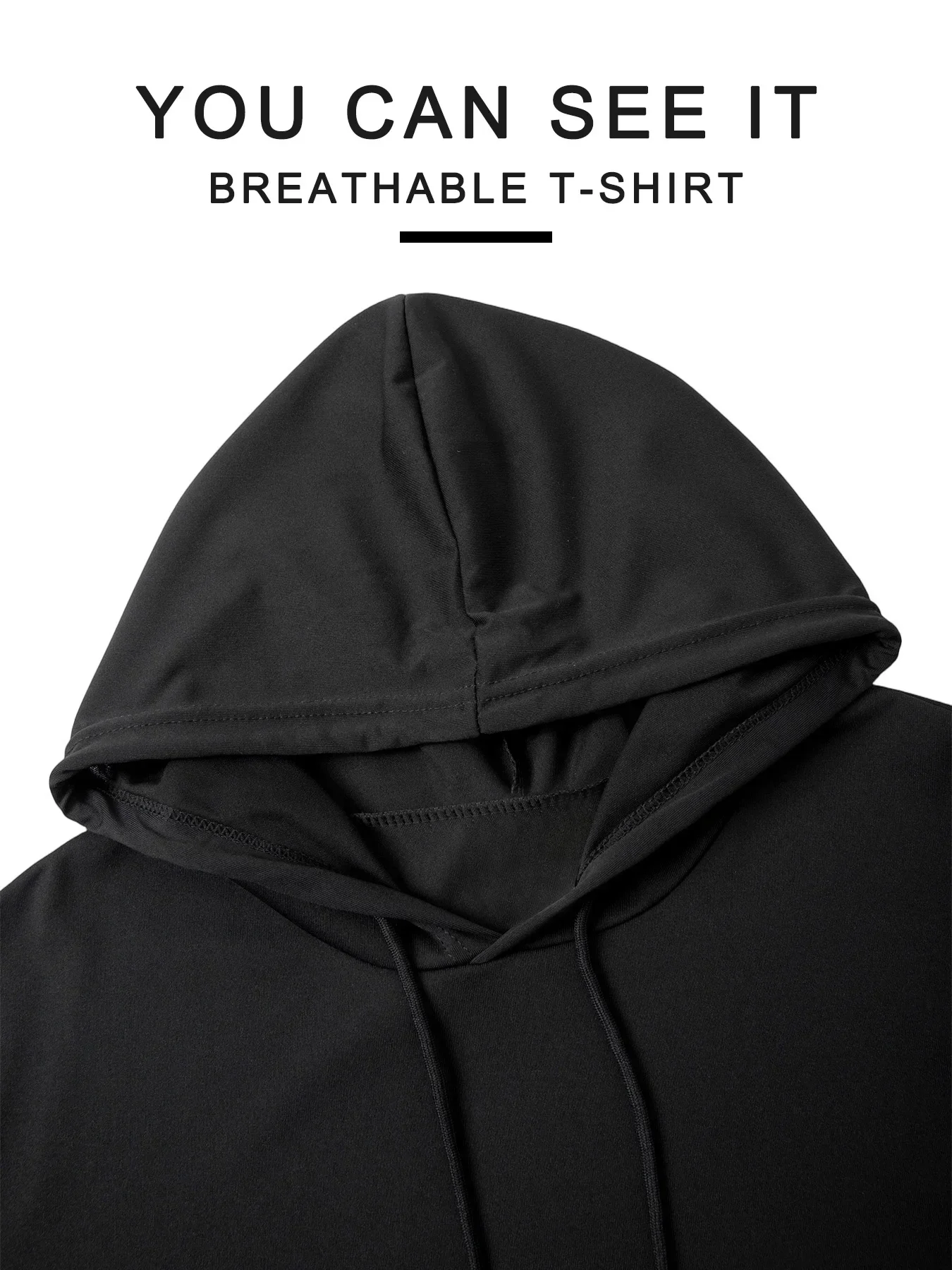 Men Short Sleeve Hooded T-Shirt Breathable Quick Dry Anti-Pilling Drawstring Hood Casual Slim Fit Streetwear Sports Pullover