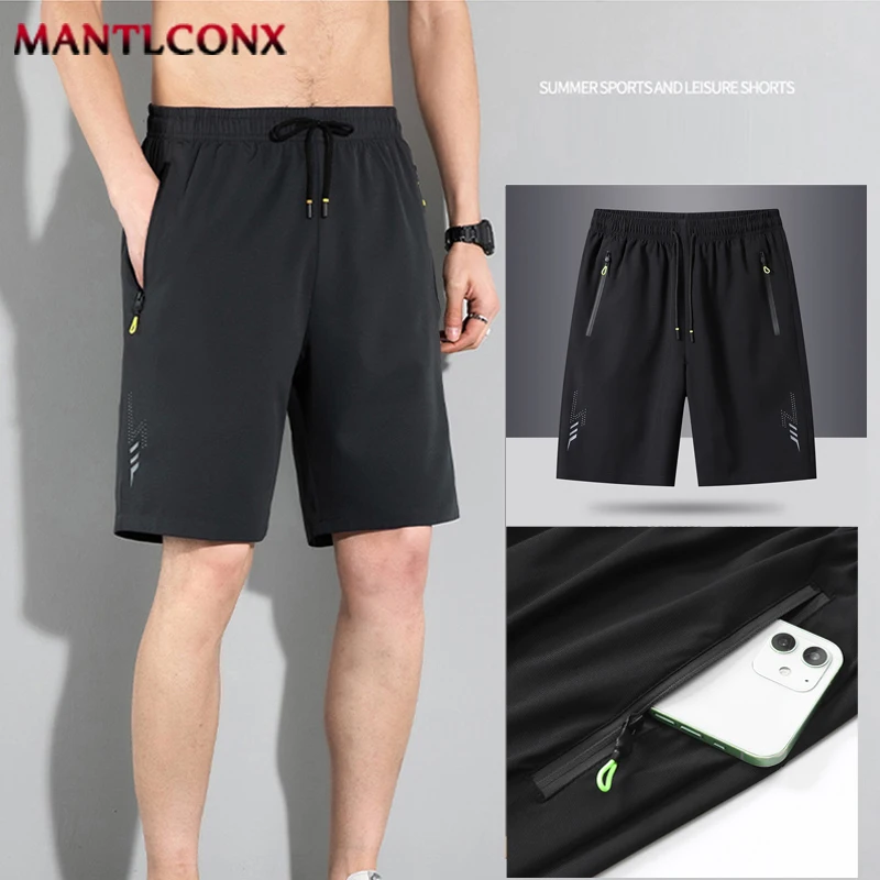 Summer Classic Joggers Men's Shorts Gym Fitness Quick Dry Running Sports Board Shorts New Summer Casual Bottom Zipper Pockets
