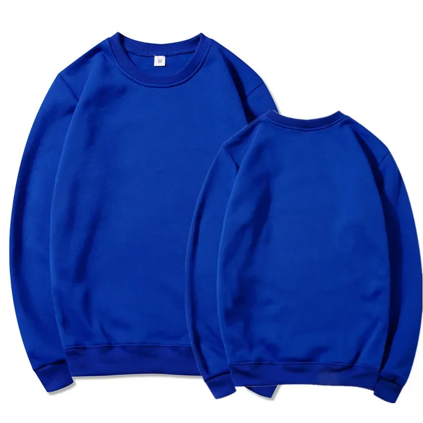 Korean Fashion Men's Round Neck Sweatshirts Autumn Long Sleeves Vacation Pullovers Tops Casual Popular Man Solid Sweat Shirts