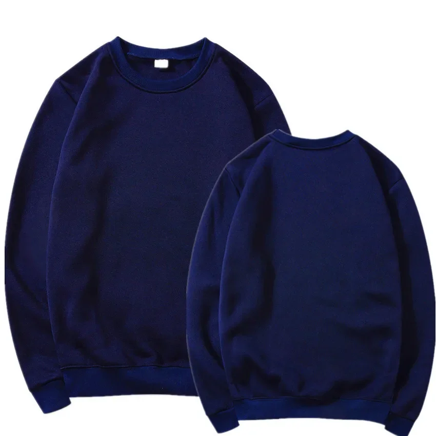 Korean Fashion Men's Round Neck Sweatshirts Autumn Long Sleeves Vacation Pullovers Tops Casual Popular Man Solid Sweat Shirts