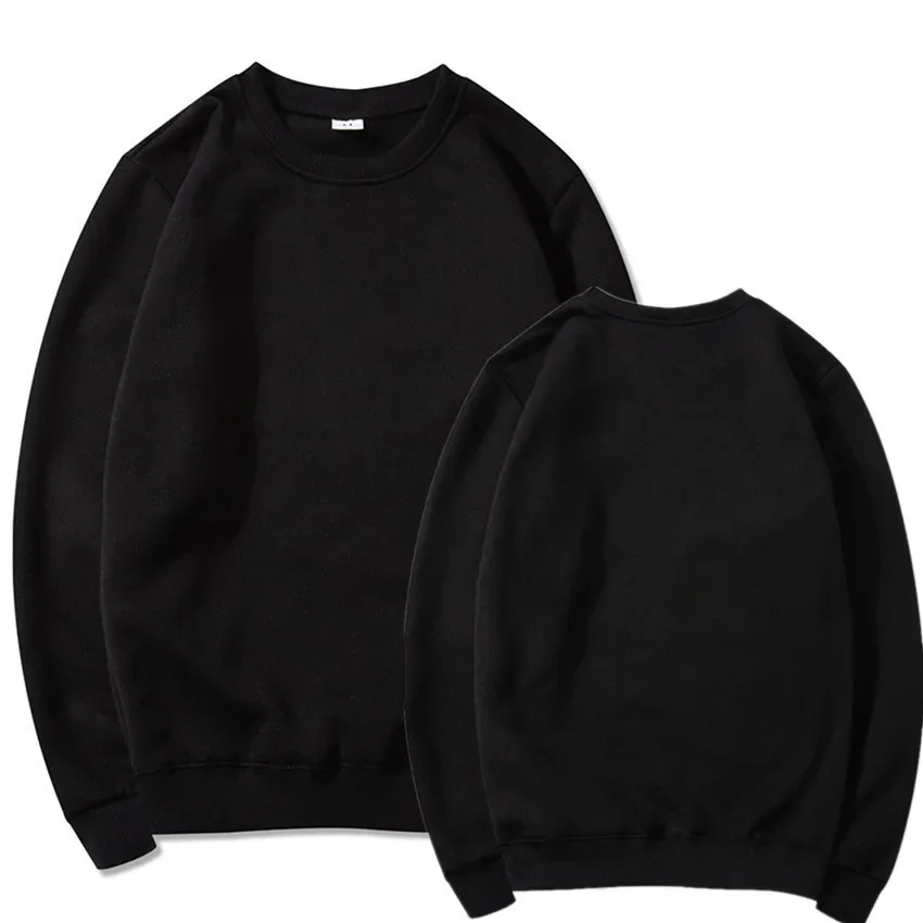 Korean Fashion Men's Round Neck Sweatshirts Autumn Long Sleeves Vacation Pullovers Tops Casual Popular Man Solid Sweat Shirts