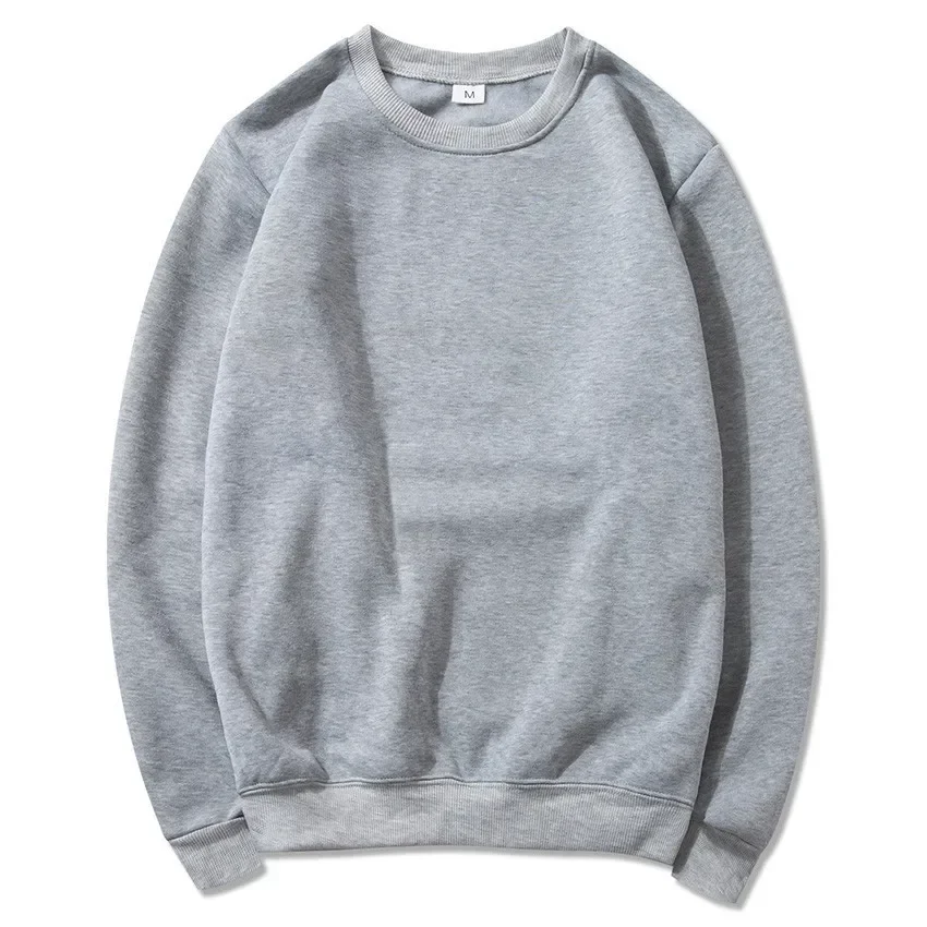 Korean Fashion Men's Round Neck Sweatshirts Autumn Long Sleeves Vacation Pullovers Tops Casual Popular Man Solid Sweat Shirts