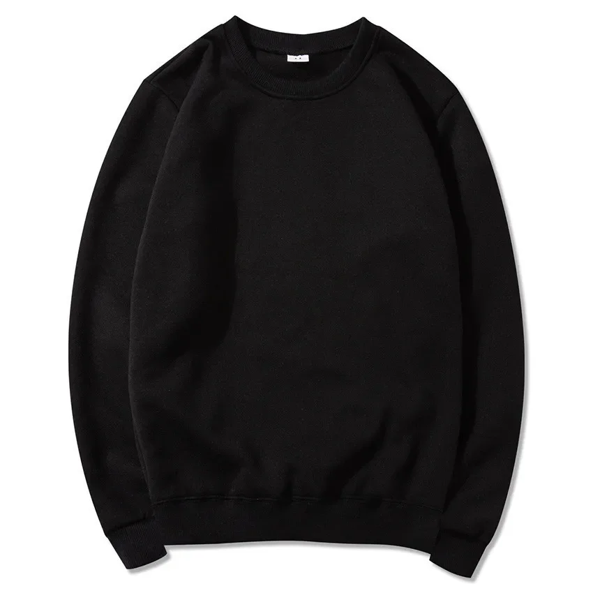 Korean Fashion Men's Round Neck Sweatshirts Autumn Long Sleeves Vacation Pullovers Tops Casual Popular Man Solid Sweat Shirts