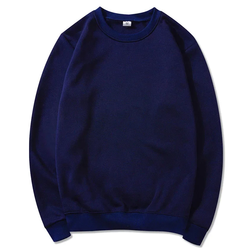 Korean Fashion Men's Round Neck Sweatshirts Autumn Long Sleeves Vacation Pullovers Tops Casual Popular Man Solid Sweat Shirts