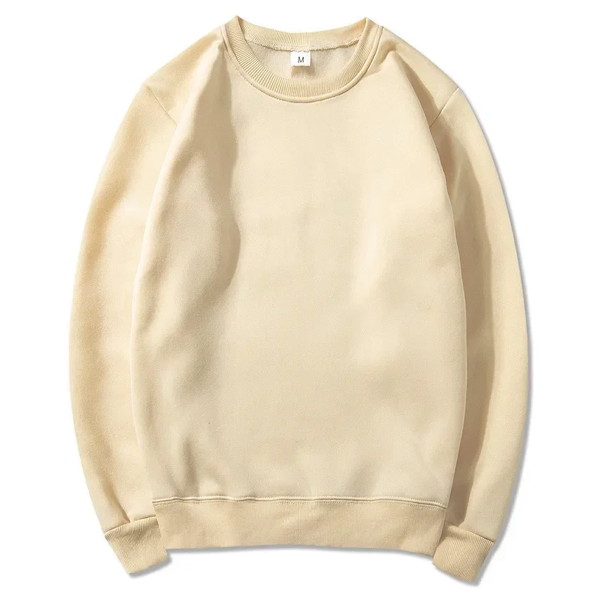 Korean Fashion Men's Round Neck Sweatshirts Autumn Long Sleeves Vacation Pullovers Tops Casual Popular Man Solid Sweat Shirts
