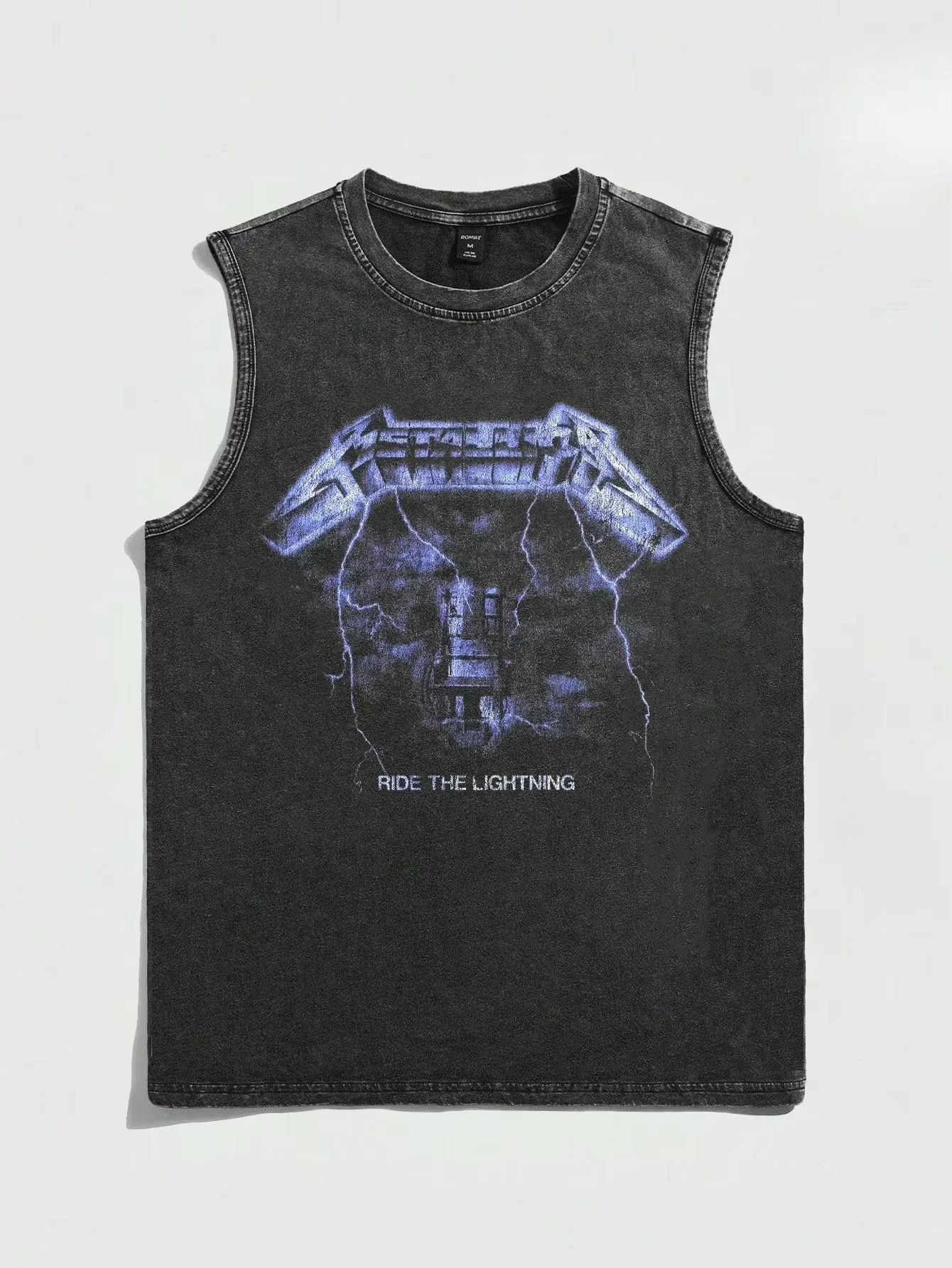 2026 Summer Vintage Washed Rock Print Tank Top Men Women Loose Sleeveless T-Shirt Hip Hop Casual Gym Fitness Couple Vest