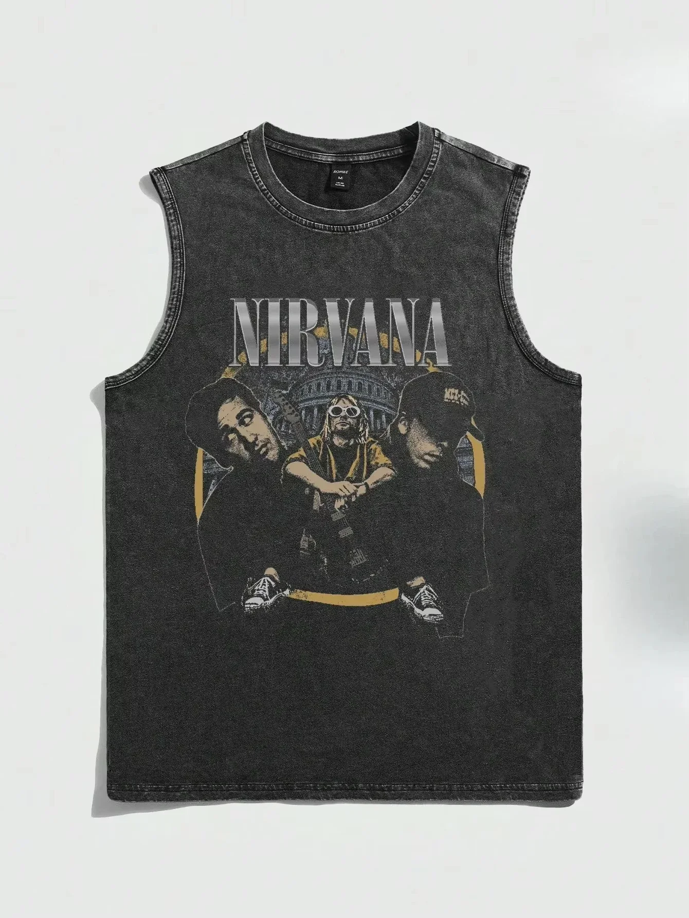 2026 Summer Vintage Washed Rock Print Tank Top Men Women Loose Sleeveless T-Shirt Hip Hop Casual Gym Fitness Couple Vest