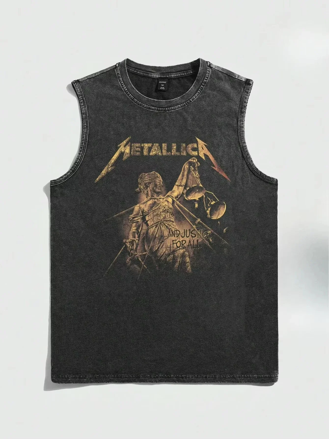 2026 Summer Vintage Washed Rock Print Tank Top Men Women Loose Sleeveless T-Shirt Hip Hop Casual Gym Fitness Couple Vest