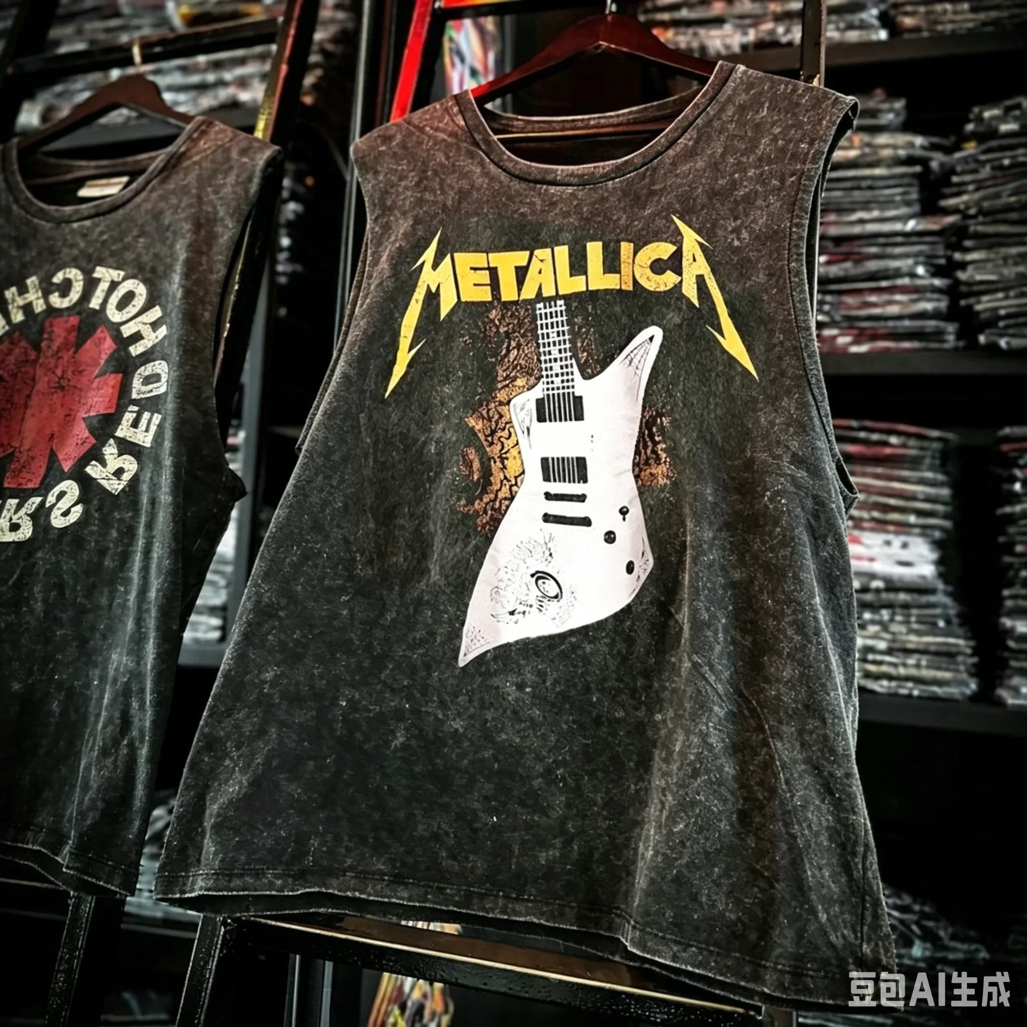 2026 Summer Vintage Washed Rock Print Tank Top Men Women Loose Sleeveless T-Shirt Hip Hop Casual Gym Fitness Couple Vest