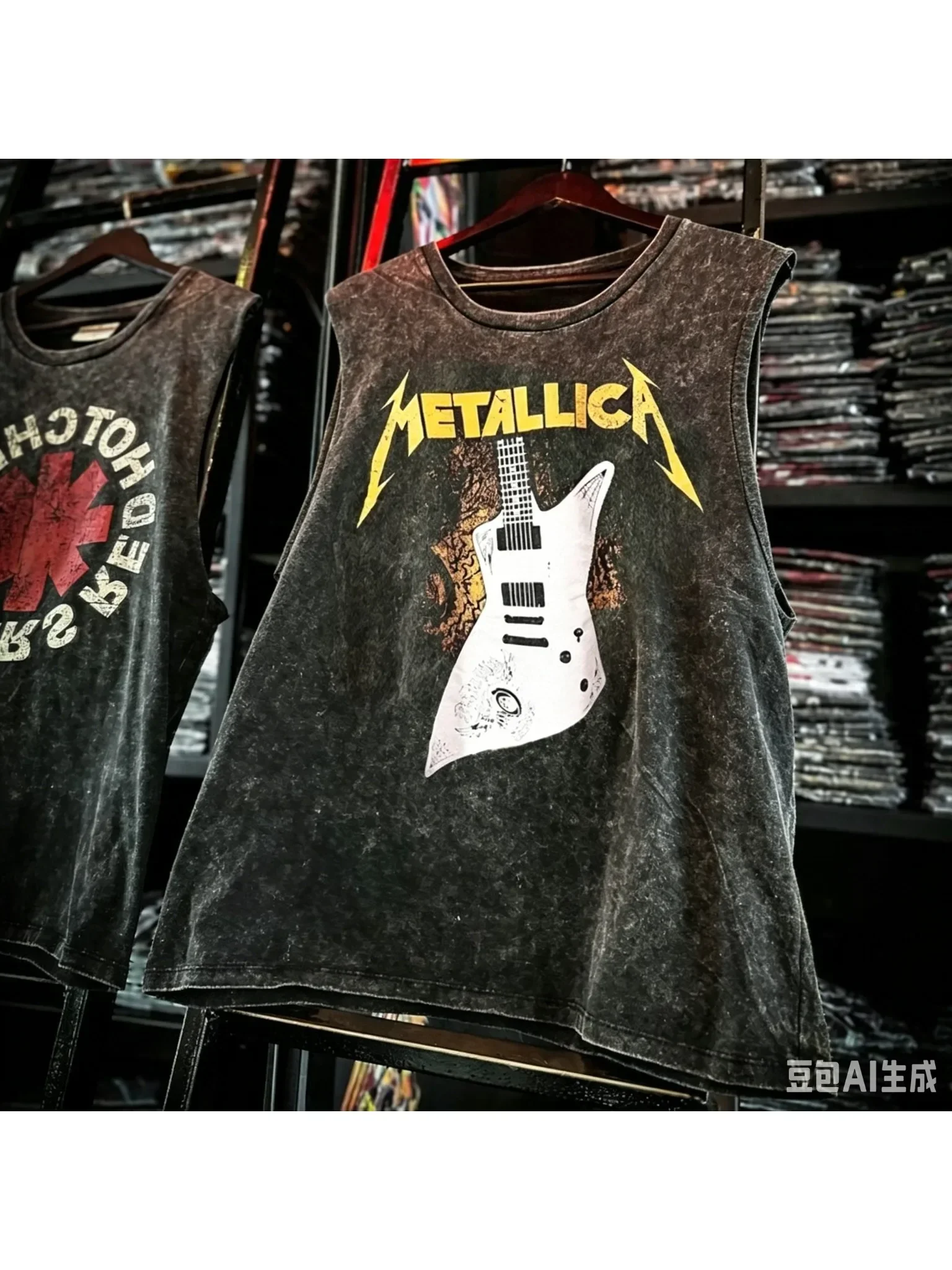 2026 Summer Vintage Washed Rock Print Tank Top Men Women Loose Sleeveless T-Shirt Hip Hop Casual Gym Fitness Couple Vest