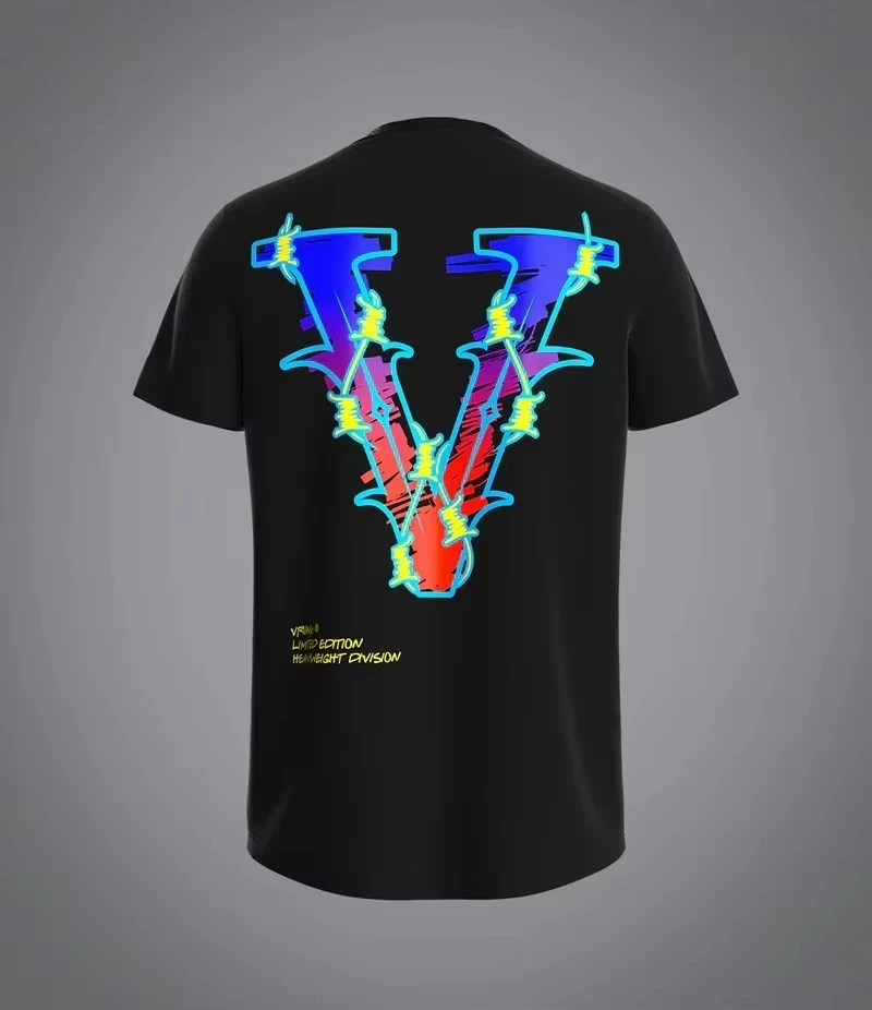 Sticker Design High Street Graffiti Splicing Style Trendy Brand T-Shirt Cotton Graphic Tee Men Women Summer Streetwear