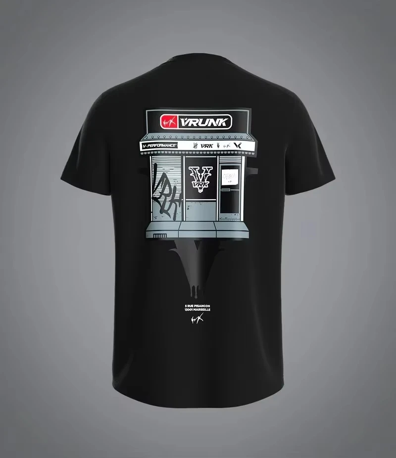 Sticker Design High Street Graffiti Splicing Style Trendy Brand T-Shirt Cotton Graphic Tee Men Women Summer Streetwear