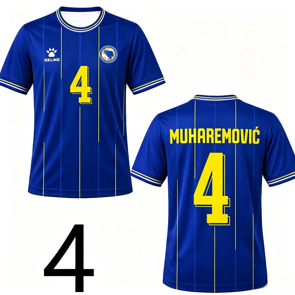 2026 Summer Men's Breathable Soccer Jersey Blue Bosnia Herzegovina Style Fashion Sports T-Shirt Matching Fans Athletic Wear