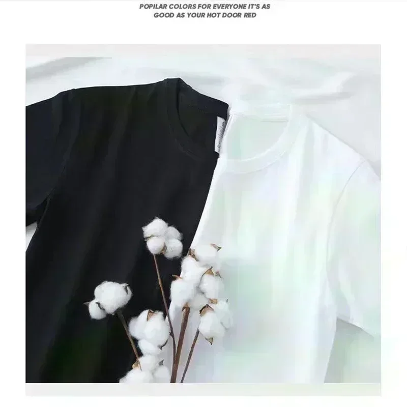 2026 Summer High-quality Men's Summer New Thick Pure Cotton T-shirt with Printed Design, Stylish Breathable, and Sweat-absorbing