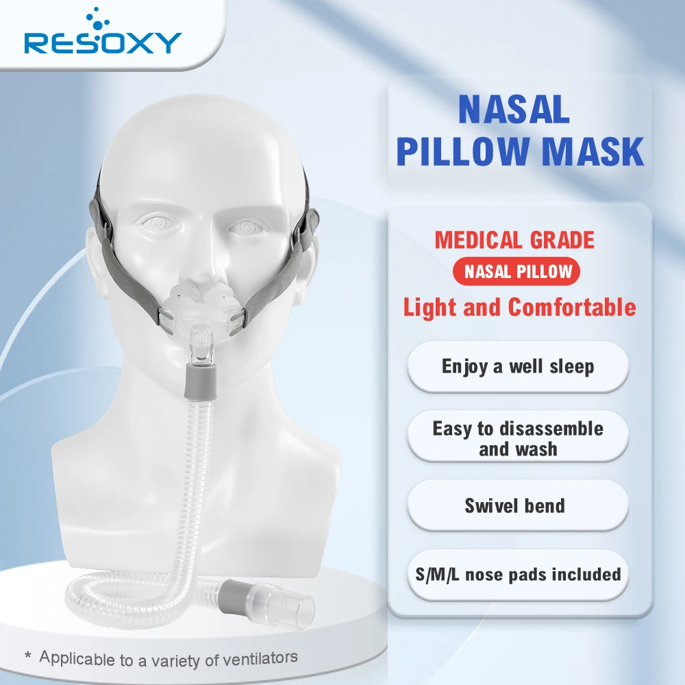 Nasal Pillow Mask CPAP Nasal Mask Anti Snoring Sleep Apnea with Headgear S M L Pads Suitable for Auto CPAP BIPAP Machine OSA CSA