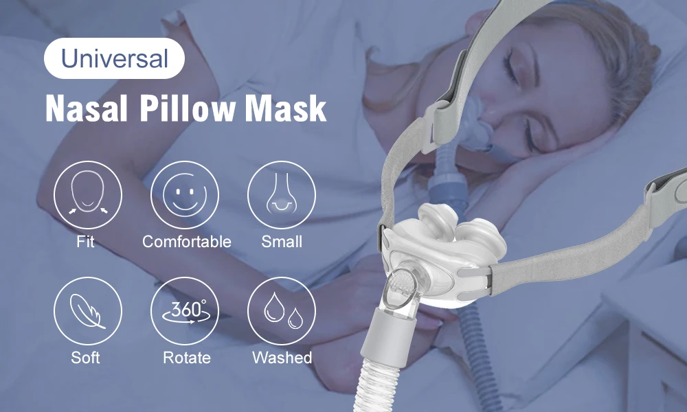 Nasal Pillow Mask CPAP Nasal Mask Anti Snoring Sleep Apnea with Headgear S M L Pads Suitable for Auto CPAP BIPAP Machine OSA CSA