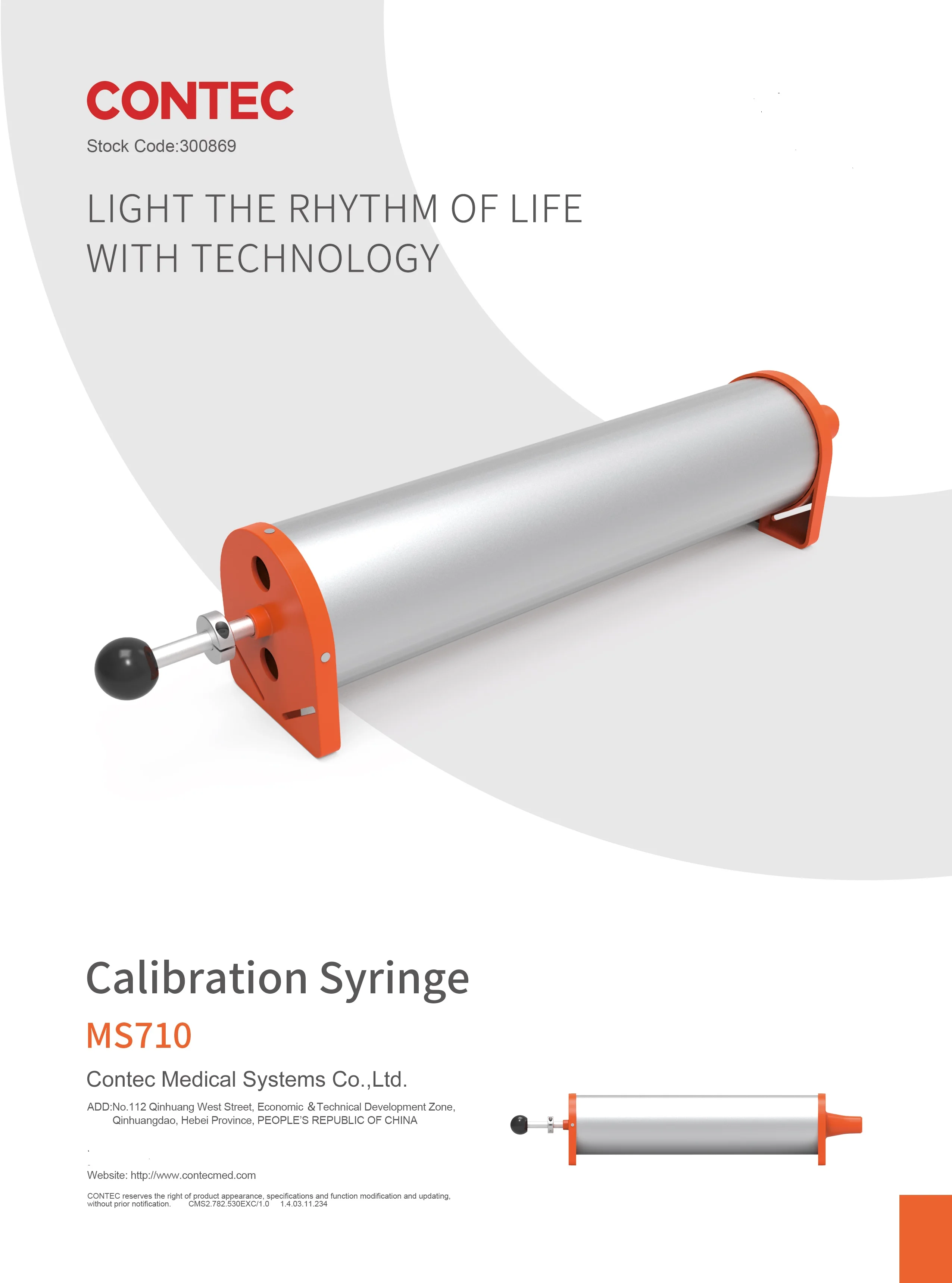 CONTEC MS710 Spirometer Calibration Barrel for Spirometer Pulmonary Calibrate Medical Device 2L/3L Handle Calibration Spring