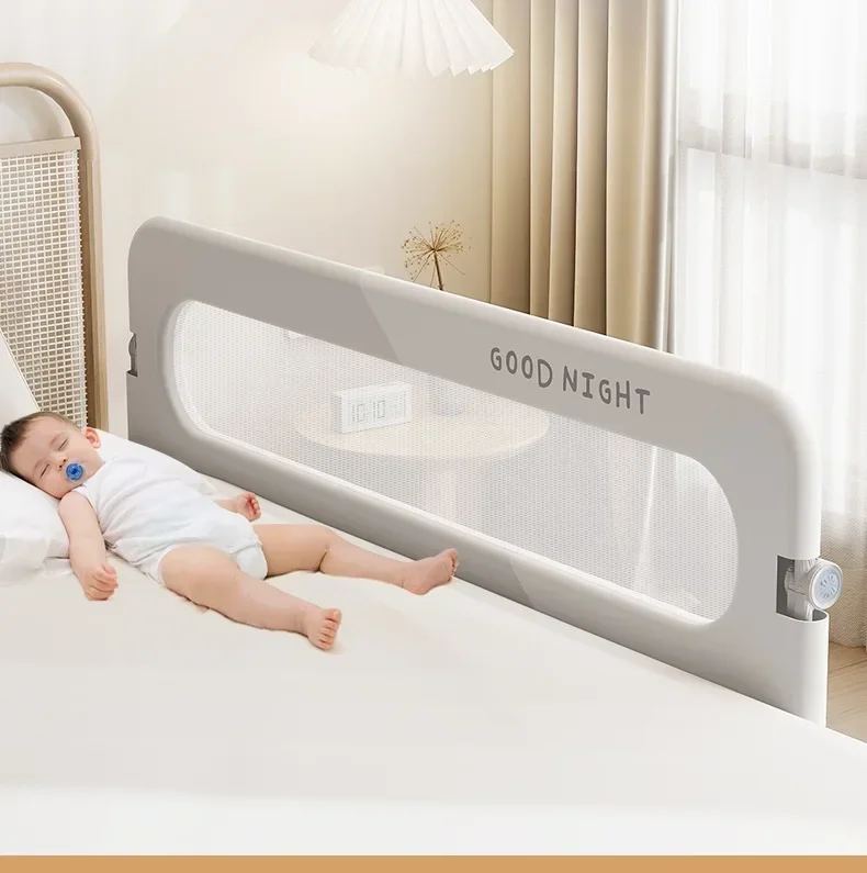 IMBABY 80CM Bed Guardrail Adjustable Baby Safety Bed Barrier One Click Folding Bed Rail Guard for Kids Baby Sleeping Safety