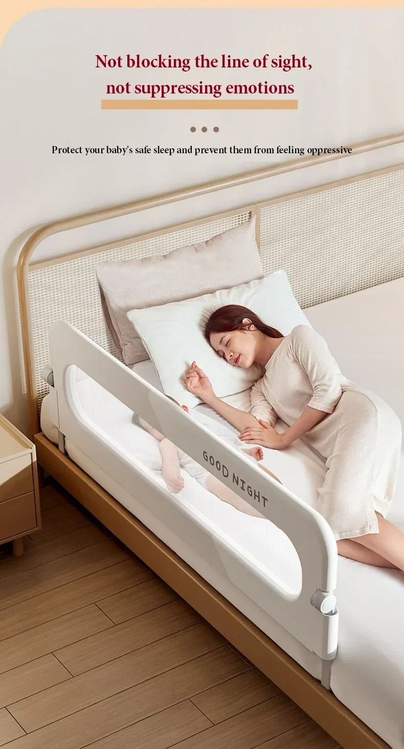 IMBABY 80CM Bed Guardrail Adjustable Baby Safety Bed Barrier One Click Folding Bed Rail Guard for Kids Baby Sleeping Safety
