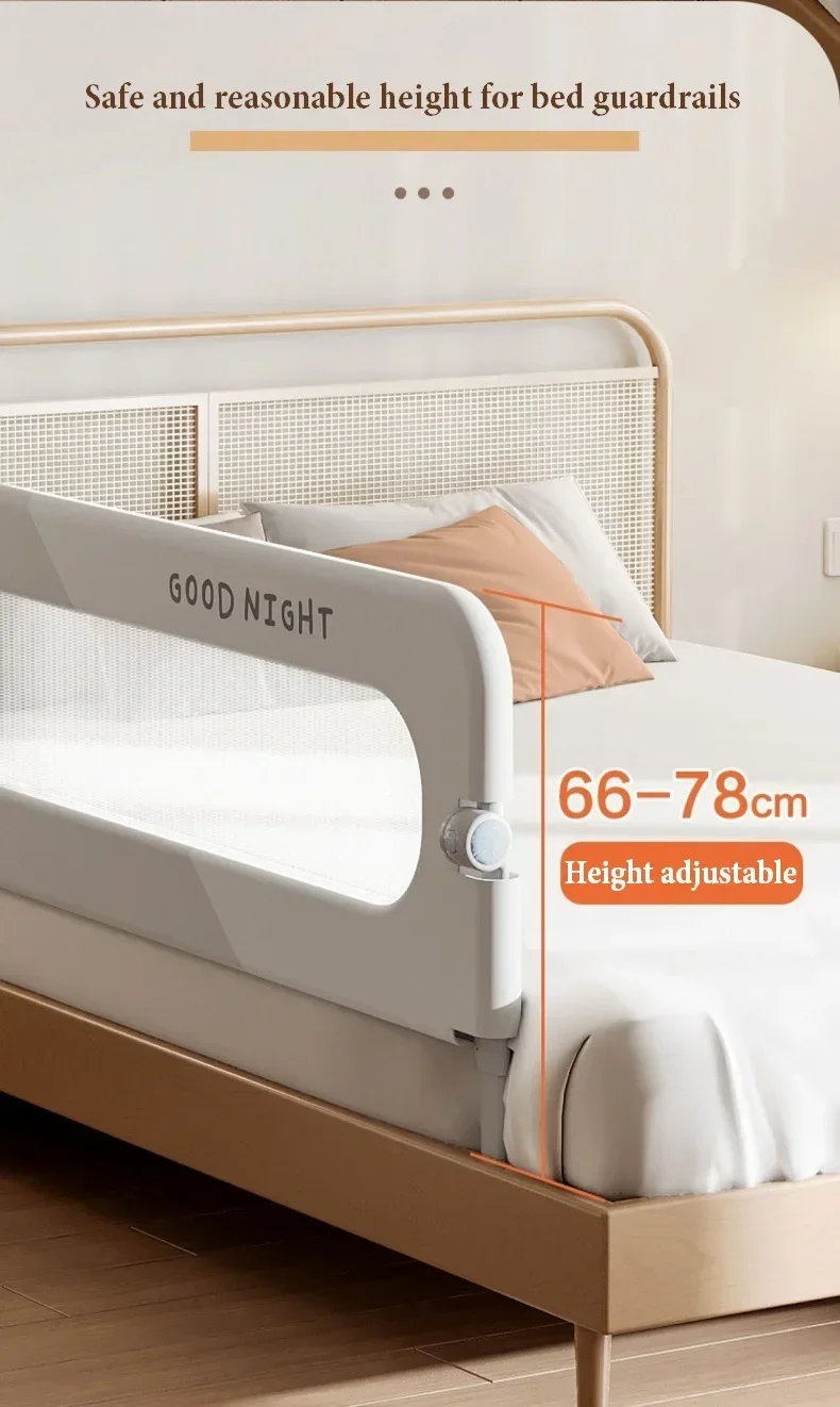 IMBABY 80CM Bed Guardrail Adjustable Baby Safety Bed Barrier One Click Folding Bed Rail Guard for Kids Baby Sleeping Safety