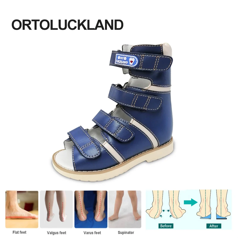 Toddler Boys Sandals Orthopedic Shoes For Children Casual High Top Baby Leather Clubfoot Medical Orthotics Footwear Size22-37