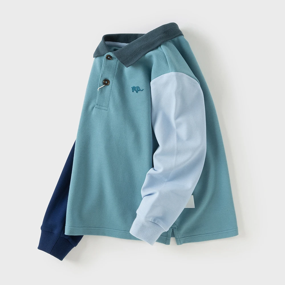 Dave Bella Boys' Spring Autumn Polo T-shirt Casual Long Sleeve Cotton T-shirt Kids Boy Outdoor Polo Shirt Top DB3254312