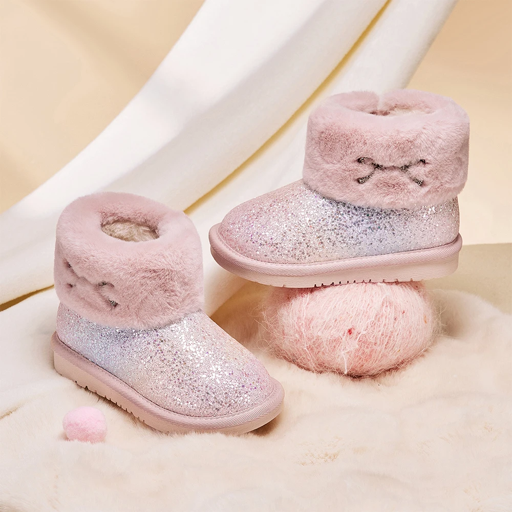Dave Bella Children Snow Boots Winter Autumn Kids' Thick Warm Shoes Plush Ankle Boots Non-slip Footwear Uggs For Girls DB4254413