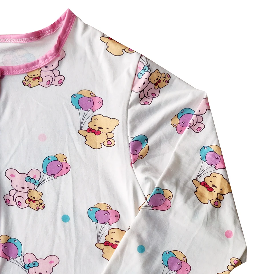Pink balloon Bear rabbit toy printed bodysuit with foot /adult onesie/adult baby romper/printed adult bodysuit for diaper lover