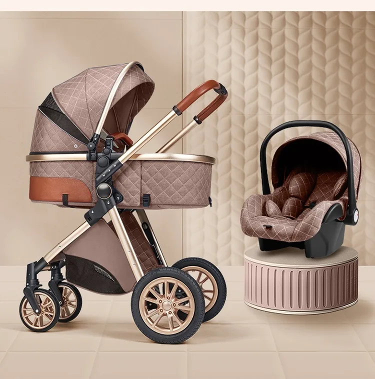 2025 New baby stroller High landscape 3 in 1 baby carriage Luxury Pushchair Baby Cradel Infant Carrier kinderwagen car 2in1