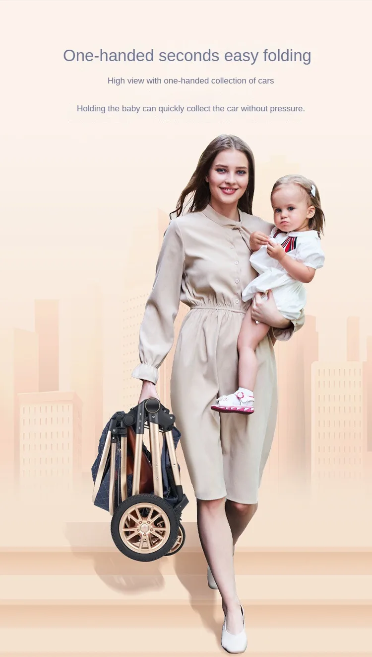 2025 New baby stroller High landscape 3 in 1 baby carriage Luxury Pushchair Baby Cradel Infant Carrier kinderwagen car 2in1